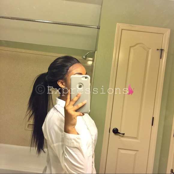 Long Straight Human Blend Lace Front Wig - Picture 6 of 8